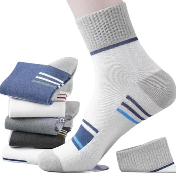 Мъжки чорапи от чист памук, шарени пролетни ежедневни чорапи, мъжки бизнес чорапи с антибактериален ефект, висококачествени спортни чорапи Meias