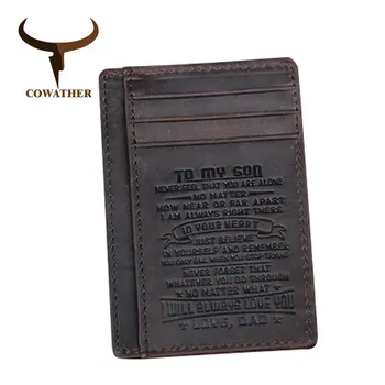 COWATHER държач за карти от естествена телешка кожа, с високо качество, мъжки портмонета от 100% естествена телешка кожа, модерен дизайн, мъжки портфейл за кредитни карти