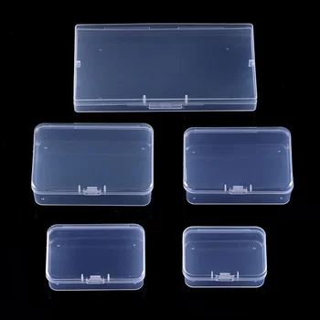 Пылезащитная мини-пластмасов правоъгълен прозрачен кутия, опаковъчна кутия За съхранение, Здрав калъф за съхранение на бижута, контейнер