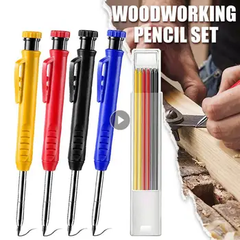 Набор от плотницких моливи 3 цвята, Labeler, Сменяеми инструменти за строителни работи, Дърводелски механичен молив, дървообработващи инструменти