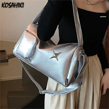 Вместительные Ежедневни Дамски пътни чанти Y2k, эстетичная Гранжевая однотонная чанта през рамо, градинска мода, междузвездни чанта през рамо