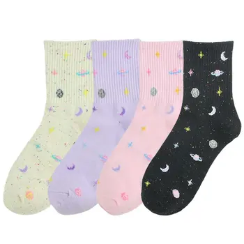 Японски дамски чорапи с удоволствие мили звездички, ежедневни памучни дамски чорапи Harajuku Kawaii с анимационни Вселената Sky Crew