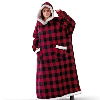 ТЕЛЕВИЗИЯ-одеяло с ръкави външен джоб с капак одеяло топла мека hoody с качулка с наклонени халат хавлия hoody пуловер