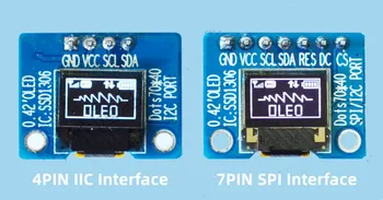 IPS 0,42-инчов бял модул PM OLED екрана, 70 *40 SSD1306 Drive IC (интерфейс 4P IIC /7P SPI)