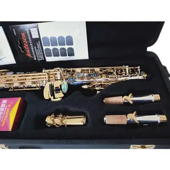 Ново Притока на Преки саксофон S-992, свири професионално Японски Сопран-саксофон, посеребренный Музикален инструмент BB