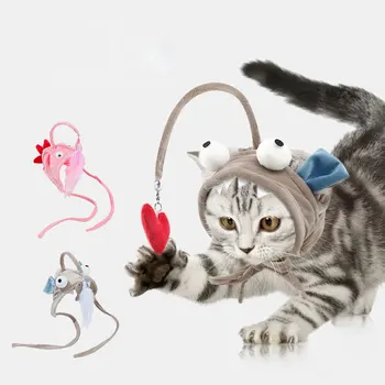 Интерактивни играчки за котки, шапка с пера, забавни домашни любимци, котенце играе в 