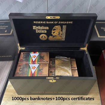 Милион Йотталиллионов Долара Зимбабве Златни Банкноти в кутията за събиране на Africa Notes Артикули за Декорация на дома