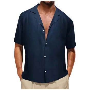 Реколта риза за мъжете, риза с къси ръкави и копчета, памучен бельо однотонная ежедневни риза, реколта дрехи, жилетка, директна доставка