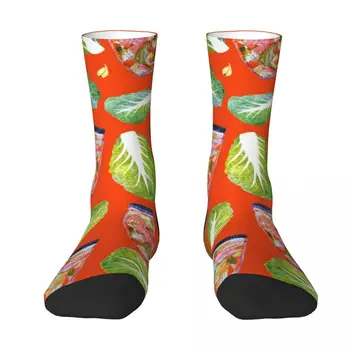Акварелни съставки Кимчи, Пикантни ферментирали Червени чорапи със забавен дизайн, нови чорапи in's, тенис чорапи с забавен подарък, Дамски и мъжки
