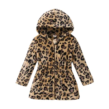 Пролетно яке За малки Момичета, Леопардовое Палто с качулка и еластична гумена лента За кръста с дълъг ръкав, Есенно-зимни Връхни дрехи за момиче от 1 до 5 години