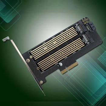 Конвертор SSD в PCI-E M. 2 NVMe NGFF Адаптер за твърд диск SATA Dual Карта на педала на Газта SSD Поддържа MKey BKey NVME 32 gbps NGFF 6 gbps