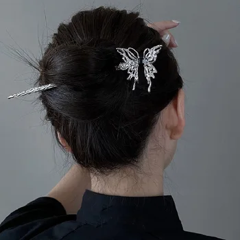 Модни пръчки за коса с пеперуди за жени, щипки за коса във формата на миди, минималистичные U-образни шипове за момичета, шапки