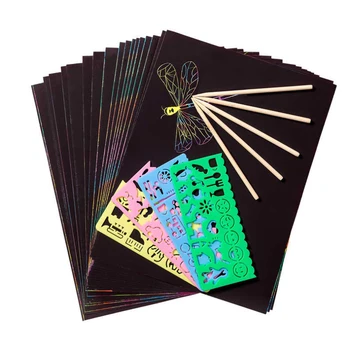 Комплект за рисуване скреч хартия Rainbow Magic Дяволът Paper 50 бр. за деца Черно Комплекти за творчество Дяволът it Off Дъска за бележки