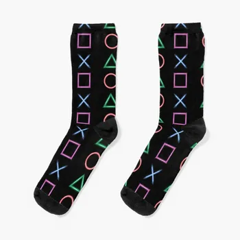 Чорапи Neon Play Station buttonsv3, дизайнерски чорапи, професионални чорапи за джогинг, топли чорапи, мъжки чорапи, Луксозни дамски