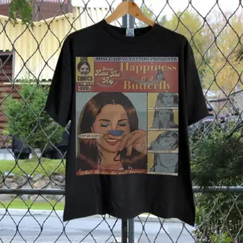 Певицата Лана Дел Рей Щастието е пеперуда Ретро комикс на Реколтата на 90-те години, ретро комикс, музикална hoody тениска