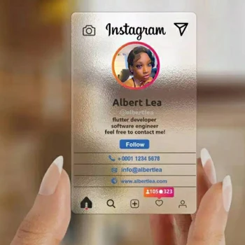 Carddsgn Индивидуални Instagram-шаблони Пластмасови визитки Instagram е Поименна карта Матово покритие Водоустойчив Безплатен дизайн 200/500/850 бр.