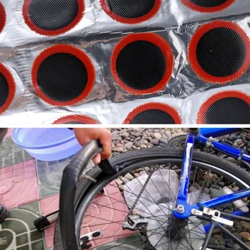 48шт 25 мм Квадратни / Кръгла Кръпка за велосипедни гуми, Ремонт на пробиви на велосипедни гуми, Комплект гумени кръпки заедно за ремонт на вътрешната тръба