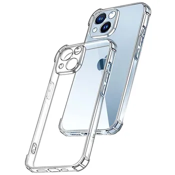 Прозрачен калъф за iPhone 14 дебел устойчив на удари-мек силикон прозрачен калъф за телефон за iPhone 14 Plus 14 Pro 14 Pro Max
