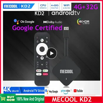 Глобалната версия на Mecool KD2 Amlogic S905Y4 4K ULTRA HD SMART TV Stick Android 11 4 GB 32GB Двойна WIFI Google Certified TV Box БТ 5.0