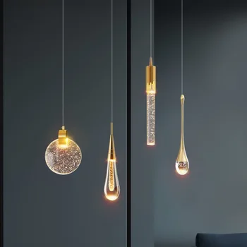 Окачен лампа от скандинавския кристал, луксозна входна полилей, креативна хол, малка странична led лампа