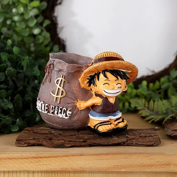 Аниме One Piece Luffy Офис Поставки Дръжки От Смола са подбрани Маймуна D Luffy 10 см Тенис на Притежателя За Моливи Офис Украса Креативен Подарък