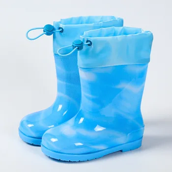 Модни Нови детски непромокаеми обувки за момчета и момичета от водоустойчив PVC, меки гумени нескользящие непромокаеми обувки за деца до средата на прасците