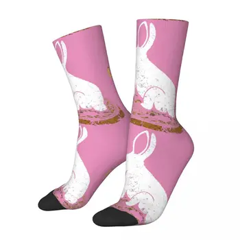 Забавен луд компрессионный чорап за бял заек в ретро стил Матрицата Нео с принтом от филма Андерсън Морфей