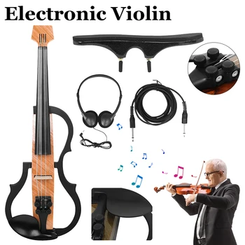 Електронен комплект за цигулка от въглеродни влакна 4/4 със слушалки Професионални подобрени рамото слушалки за цигулка Smart Technology Violin