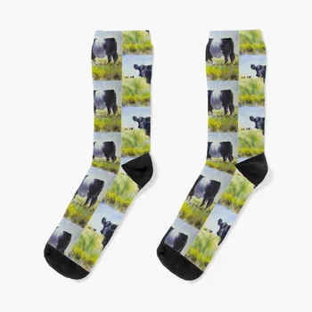 Чорапи с шарени крави Galloway с колан, топли мъжки зимни футболни чорапи за момчета, женски