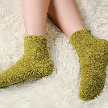Женски пухкави удобни чорапи-чехли, топли меки зимни домашни чорапи за сън, зимни чорапи с дълга подплата за мъже