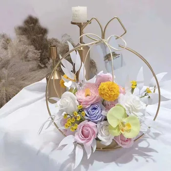 Метално цвете кошница Централно украса за масата за хранене Златна модерна ваза за сватби Централните елементи на декора кошница за домашни цветя