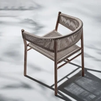 Скандинавските оплетени от въжета за плажни столове Лесна градинска мебели за дома къмпинг почивка в градината на балкона Стол с творческата облегалка на улицата стол
