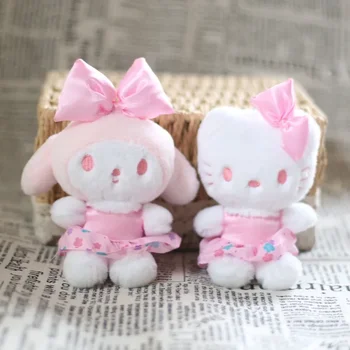 Плюшен кукла аниме Sanrio Hello Kitty Melody, Cartoony сладко дете, Меки играчки, раница, Окачване-Пелучес, подарък за момичета