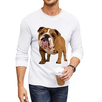 Нова дълга тениска Bulldog, тениски оверсайз, спортна риза, кавайная облекло, тениски в тежка категория, мъжки дрехи