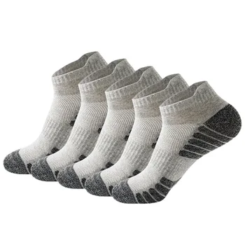 5 двойки мъжки спортни чорапи, тънки, устойчиви към миризмата, абсорбираща потта, нескользящих памучни чорапи с дишаща мрежа, едноцветни чорапи за бягане