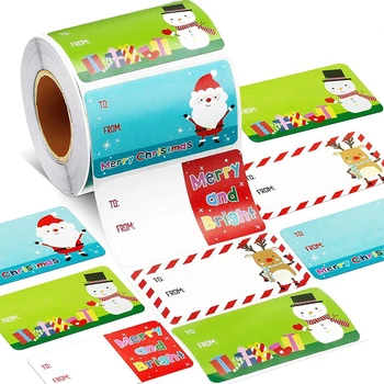 500 бр. / ролка 4 Дизайн на Лепило Регистрирани Тагове За Коледни Подаръци, Коледни Стикери Подарък Стикер Коледни Етикети за Опаковане на Подаръци
