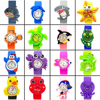Детски Ръчен часовник 43 Вида водни животни, Мультяшная Морска звезда/Костенурката/Акула/Играчка-Пингвинът, Детски часове за изучаване на време, подарък за деца
