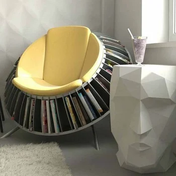 L Мултифункционален стол за почивка Creative Metal Break, модерно художествено стол за четене на лавица за книги
