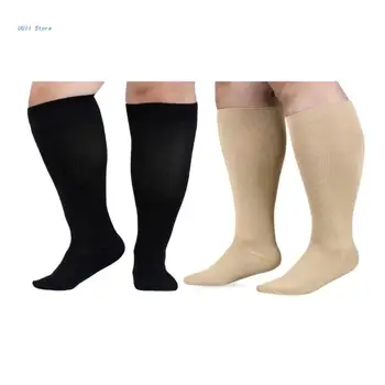 1 чифт компрессионных чорапи голям размер за жени и мъже, широки чорапогащи, много дълги чорапи до коляното, които помагат на кръвообращението