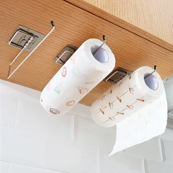 Държач за тоалетна хартия за съхранение на хартиени кърпи в баня, Кухненски монтиране на куката Поставка за тоалетна хартия Домашен органайзер Free toiletries