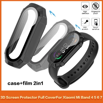 Нов Защитен Калъф за екрана 2в1 + 3D Филм За Xiaomi Mi Band 7 6 5 4-Цвят Защитна Рамка С пълно покритие За Miband 6 7 NFC
