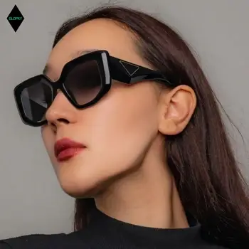 Модни луксозни слънчеви очила Triangle Brand За жени, Класически квадратен дизайн, Черен ацетат, Персонални футуризъм, Женски Мъжки слънчеви очила