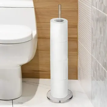 Постоянен държач за тоалетна хартия Акрил поставка за тоалетна хартия Вертикална спестява място за съхранение на резервни ролки тоалетна хартия