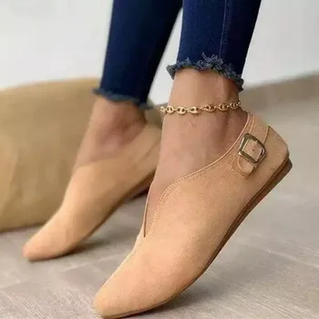 Дамски лоферы; Новост лятото 2024 г.; - Модерни Ежедневни дамски обувки без обков от мек велур с остри пръсти, на равна подметка; Zapatos De Mujer