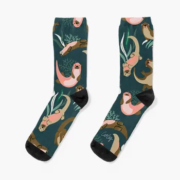Колекция Otter - Чорапи с тюркоазено синя палитра, памучни чорапи, компресия чорапи, дамски, Мъжки чорапи, Дамски чорапи