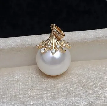 нов кръг от 10-11 мм AAA бяло естествени перли от южно море висулка сребро 925 проба изпрати верига