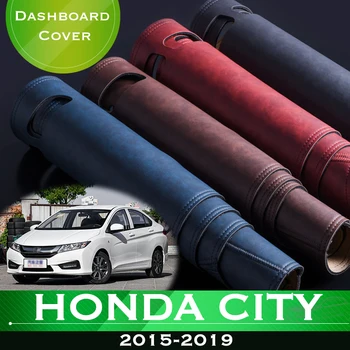 За Honda City 2015-2019 GM6 устойчива на плъзгане таблото на автомобила, избегающая за осветление на таблото платформа, корица на маса, кожена подложка за арматурното табло, килим