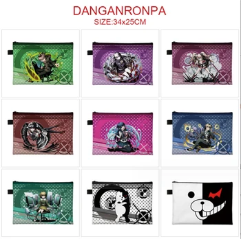 Джоб за файла с логото на аниме Danganronpa, Пълноцветен чанта за файлове, Информационна чанта, Тест на хартия в джоб, Чанта за съхранение на канцеларски материали