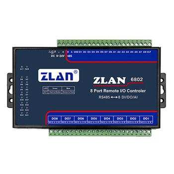 ZLAN6802 8-канален Порт за Дистанционно управление на ioctl DI AI DO RS485 Ethernet Modbus Модул за вход-изход RTU Събиране на данни