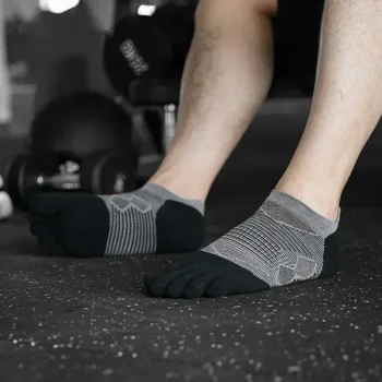 Бързосъхнеща марафонская тръба Пет женски спортни чорапи за активен отдих, с къси пръсти, абсорбираща потта, дишането мъжки чорапи за бягане